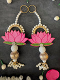 Pearl Lotus & Half Ring Hanging with Tassel (Pair of 2)