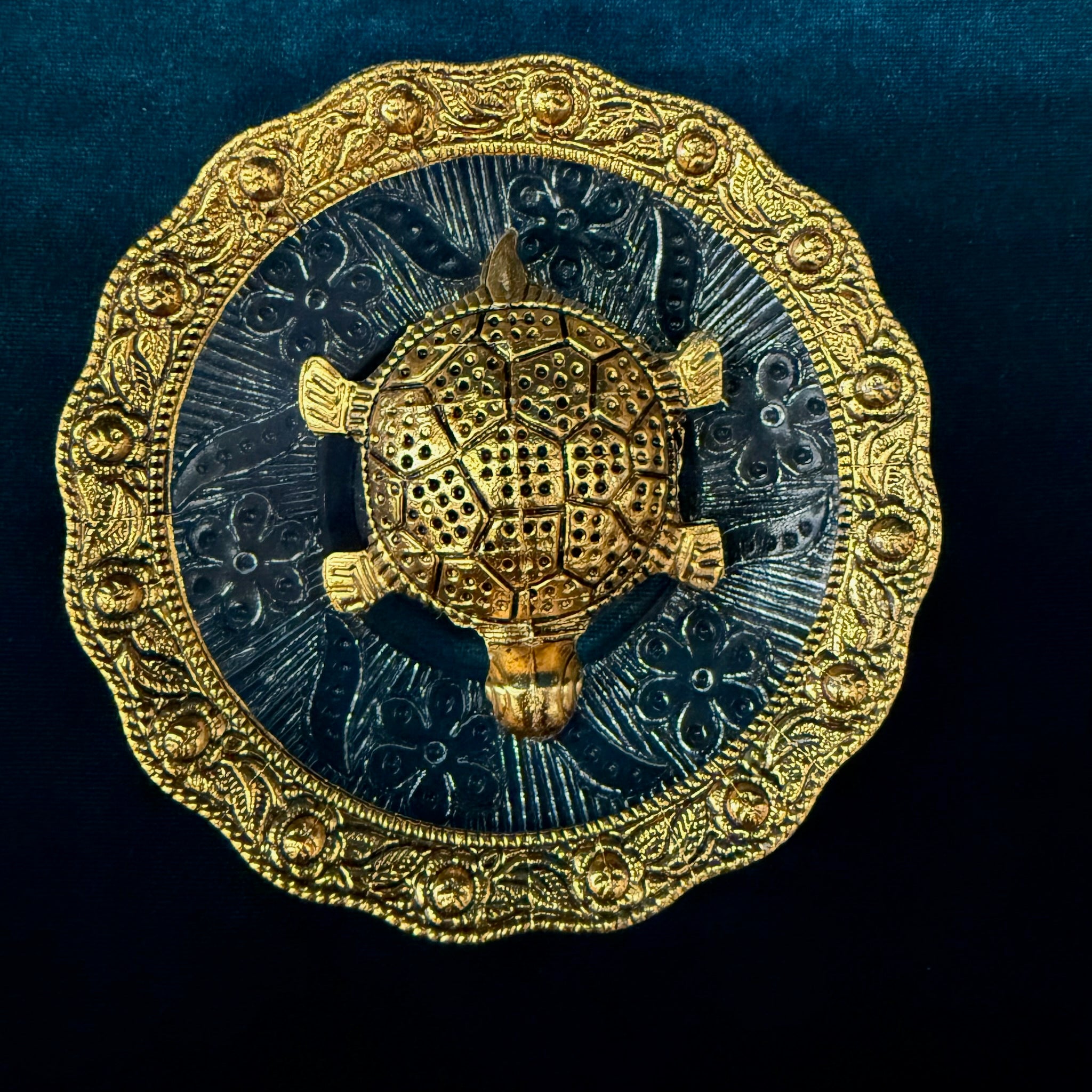 Golden Tortoise with Floral Plate