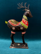 Handcrafted Decorative Deer Pair Ethnic Painted Design
