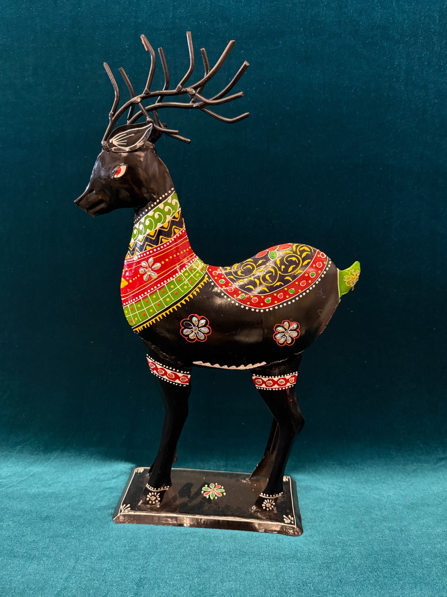 Handcrafted Decorative Deer Pair Ethnic Painted Design
