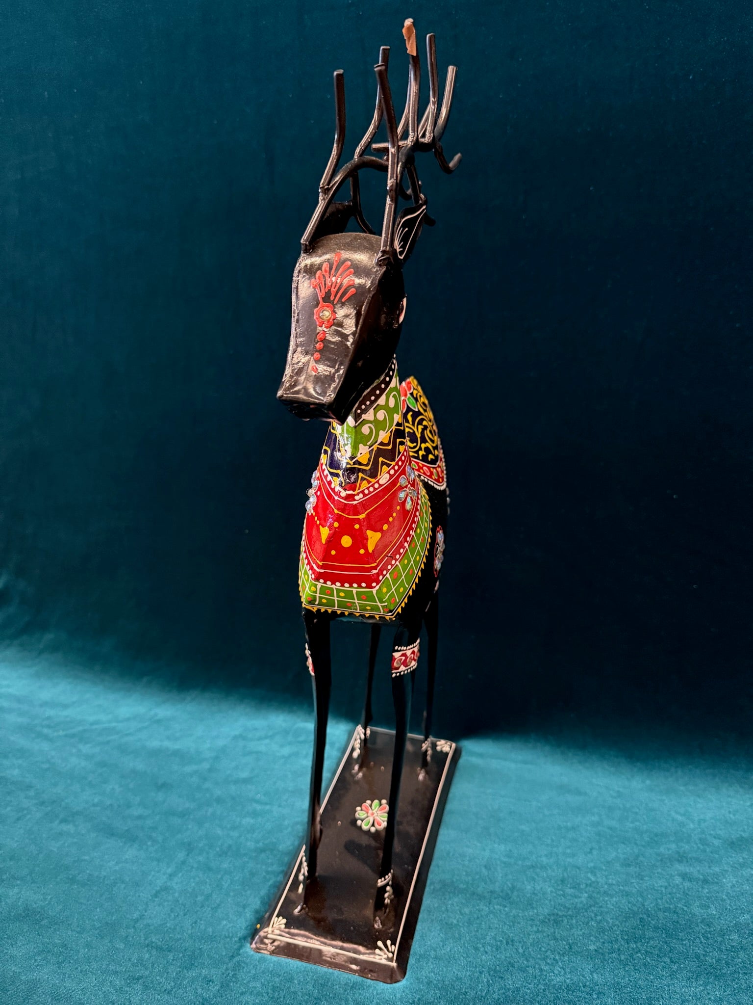 Handcrafted Decorative Deer Pair Ethnic Painted Design