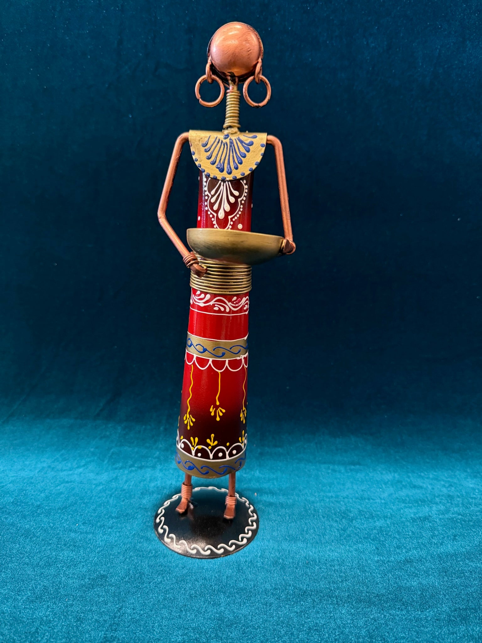 Tribal Figurine Tea Light Holder RED