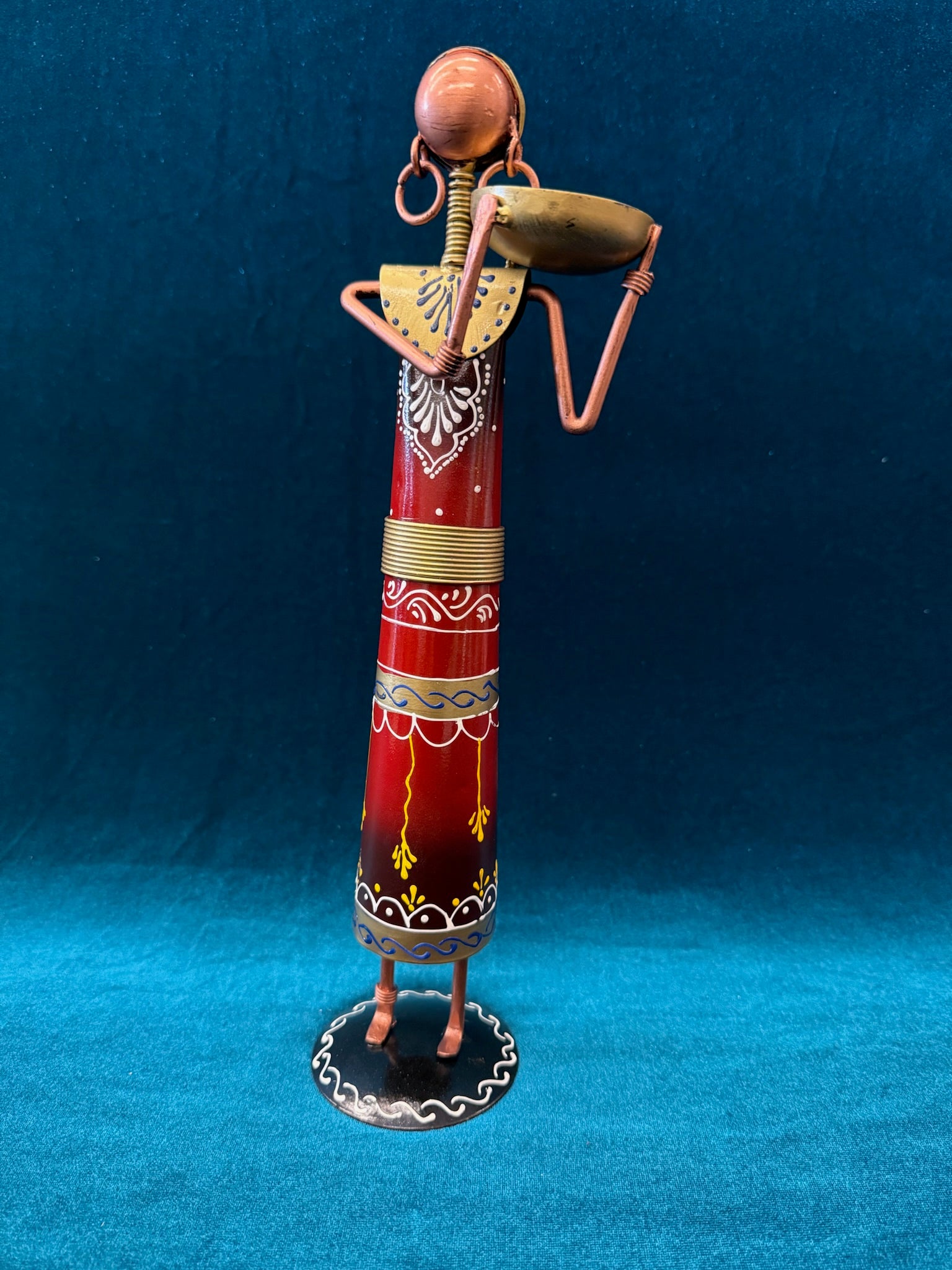 Tribal Figurine Tea Light Holder RED