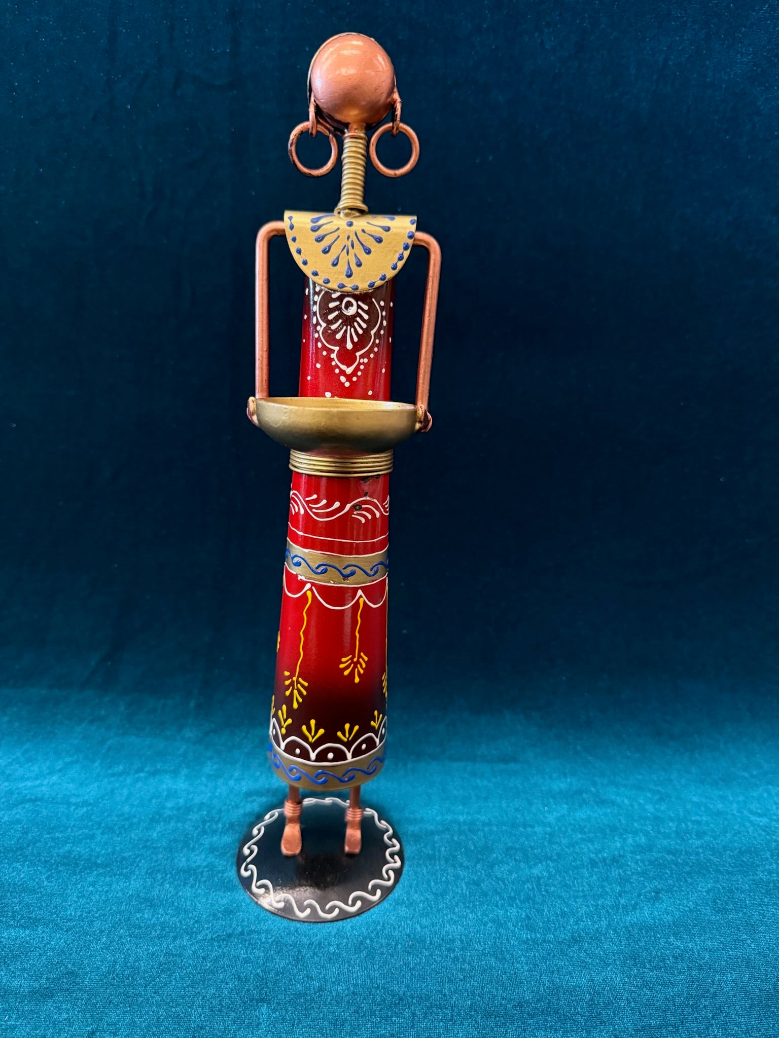 Tribal Figurine Tea Light Holder RED