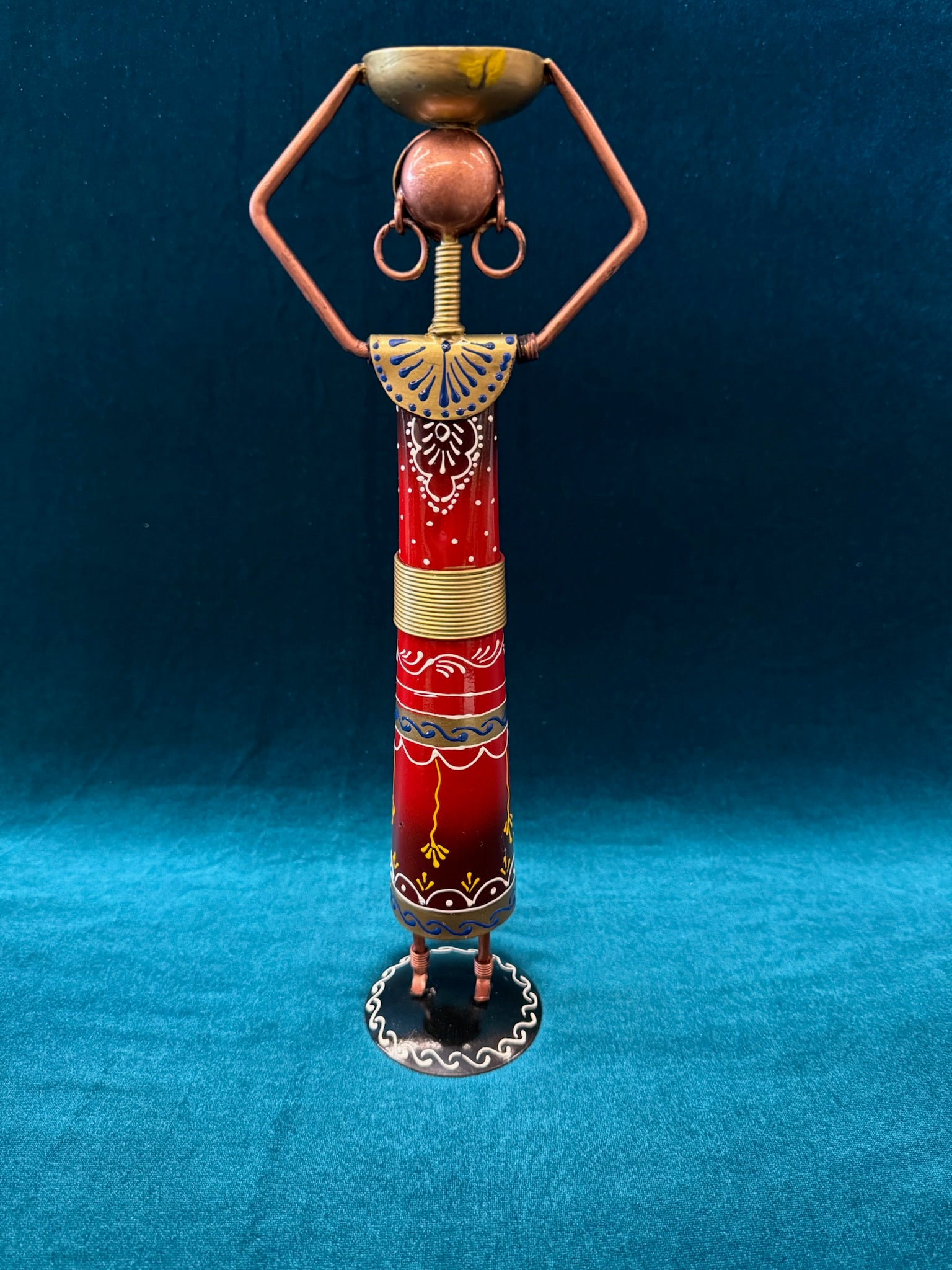 Tribal Figurine Tea Light Holder RED