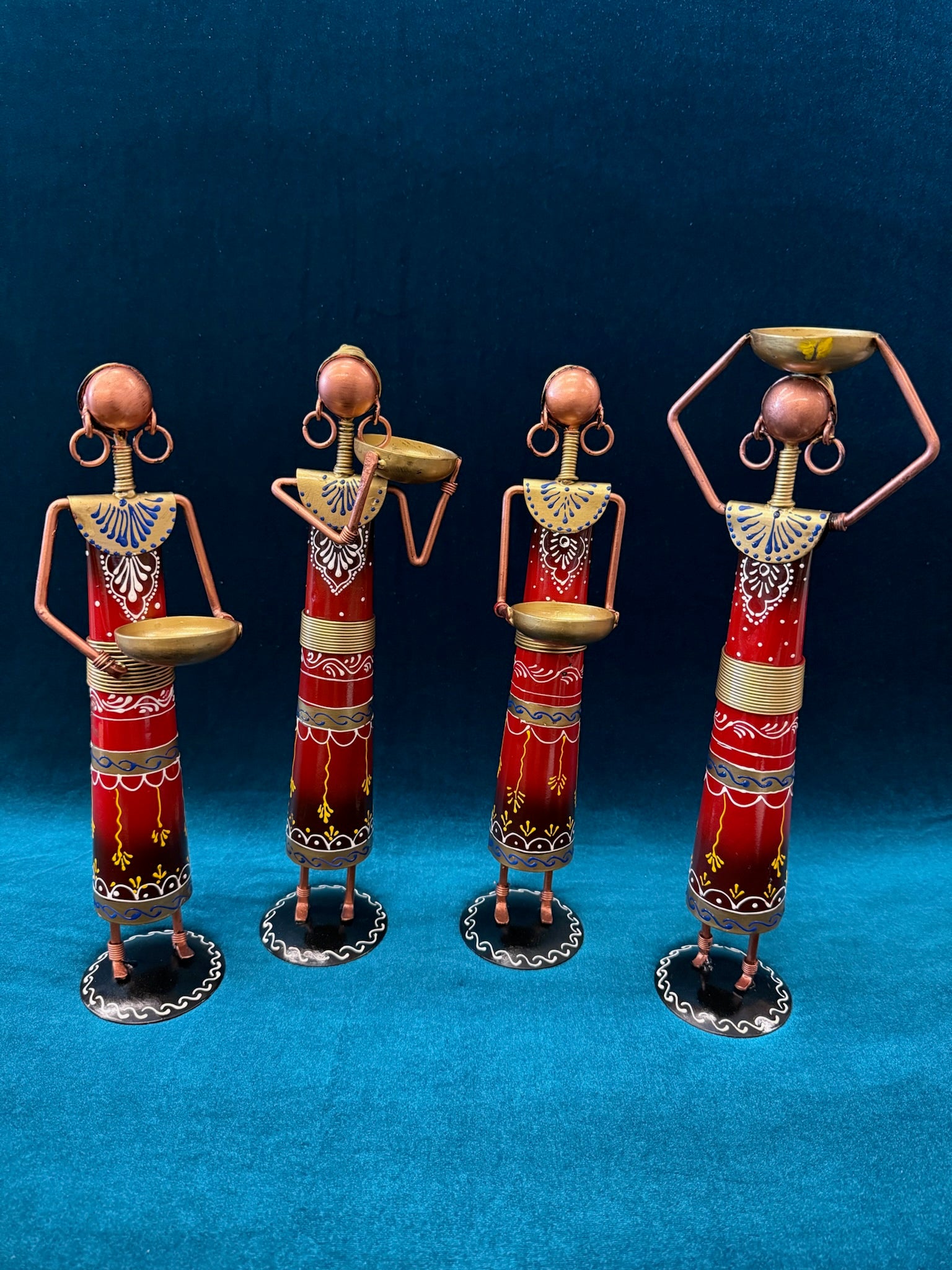 Tribal Figurine Tea Light Holder RED