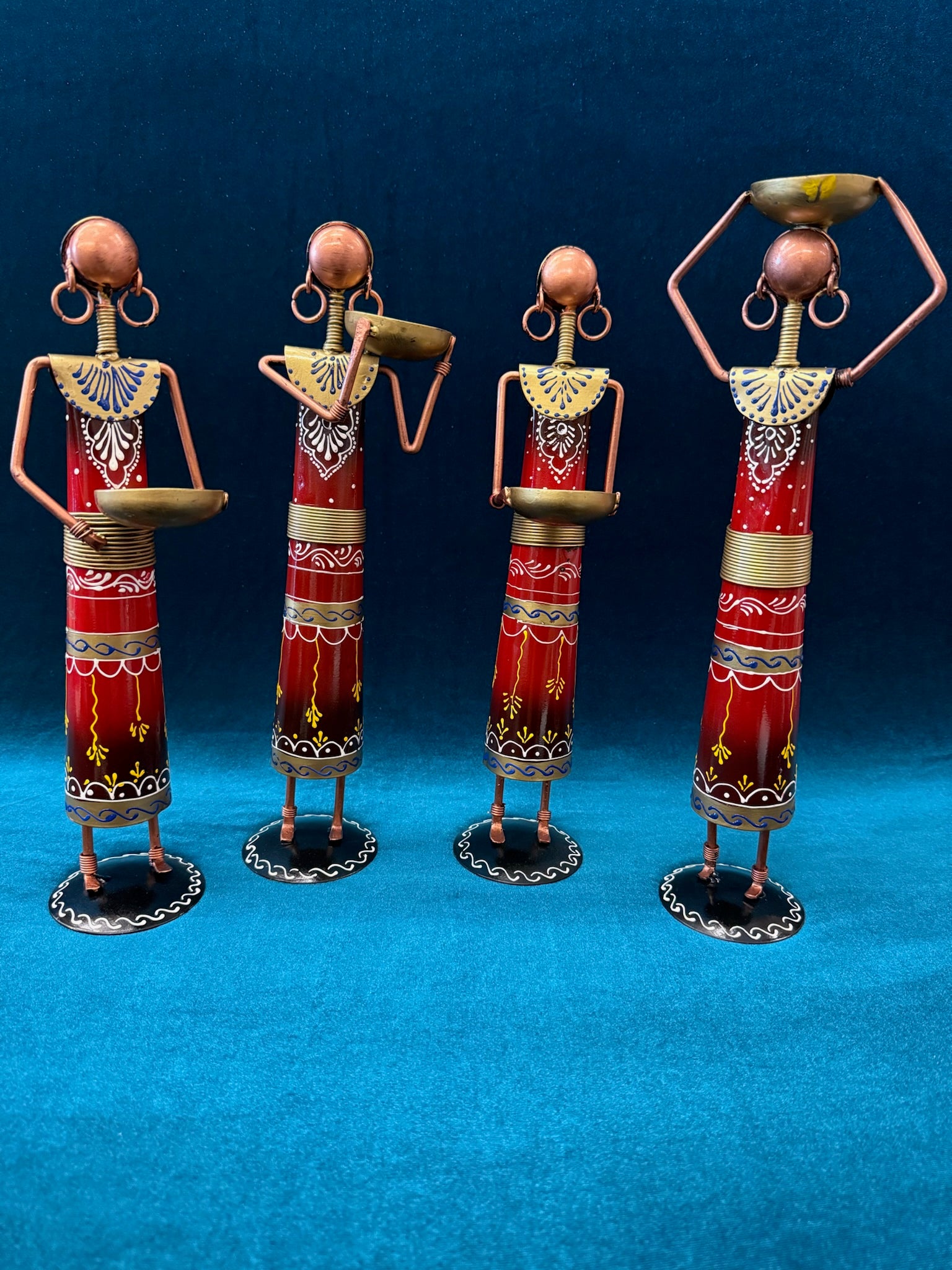 Tribal Figurine Tea Light Holder RED