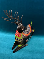 Handcrafted Decorative Deer Pair Ethnic Painted Design