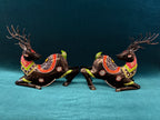 Handcrafted Decorative Deer Pair Ethnic Painted Design