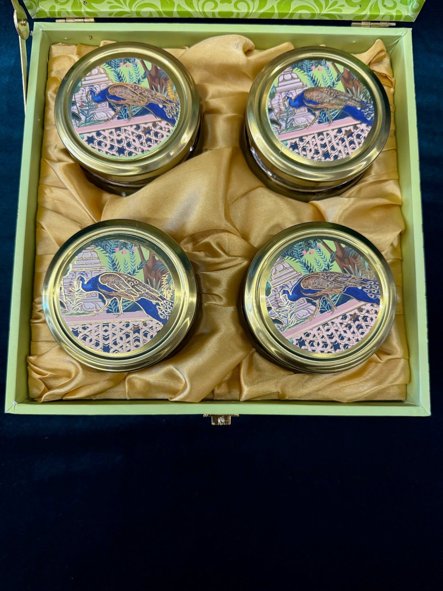 Peacock Gift Box with 4 glass jars