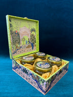 Peacock Gift Box with 4 glass jars
