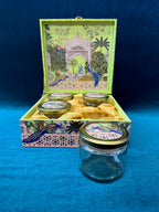 Peacock Gift Box with 4 glass jars