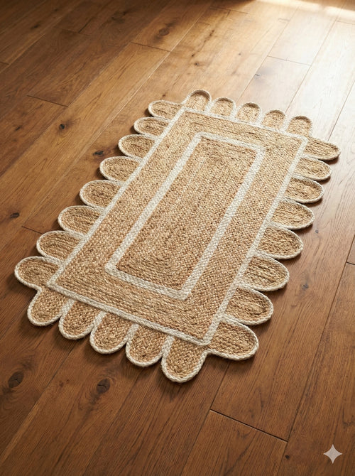 Braided Jute Runner with Scalloped Border