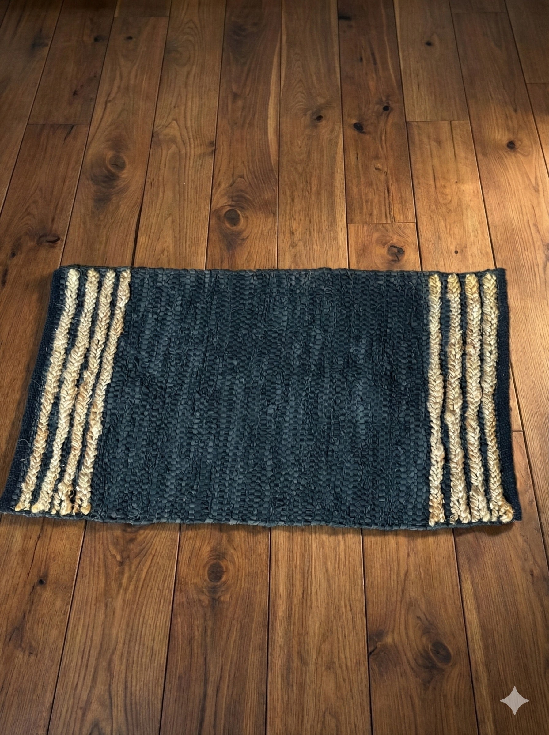 Midnight Stripe Jute Floor Mat Multi-Size