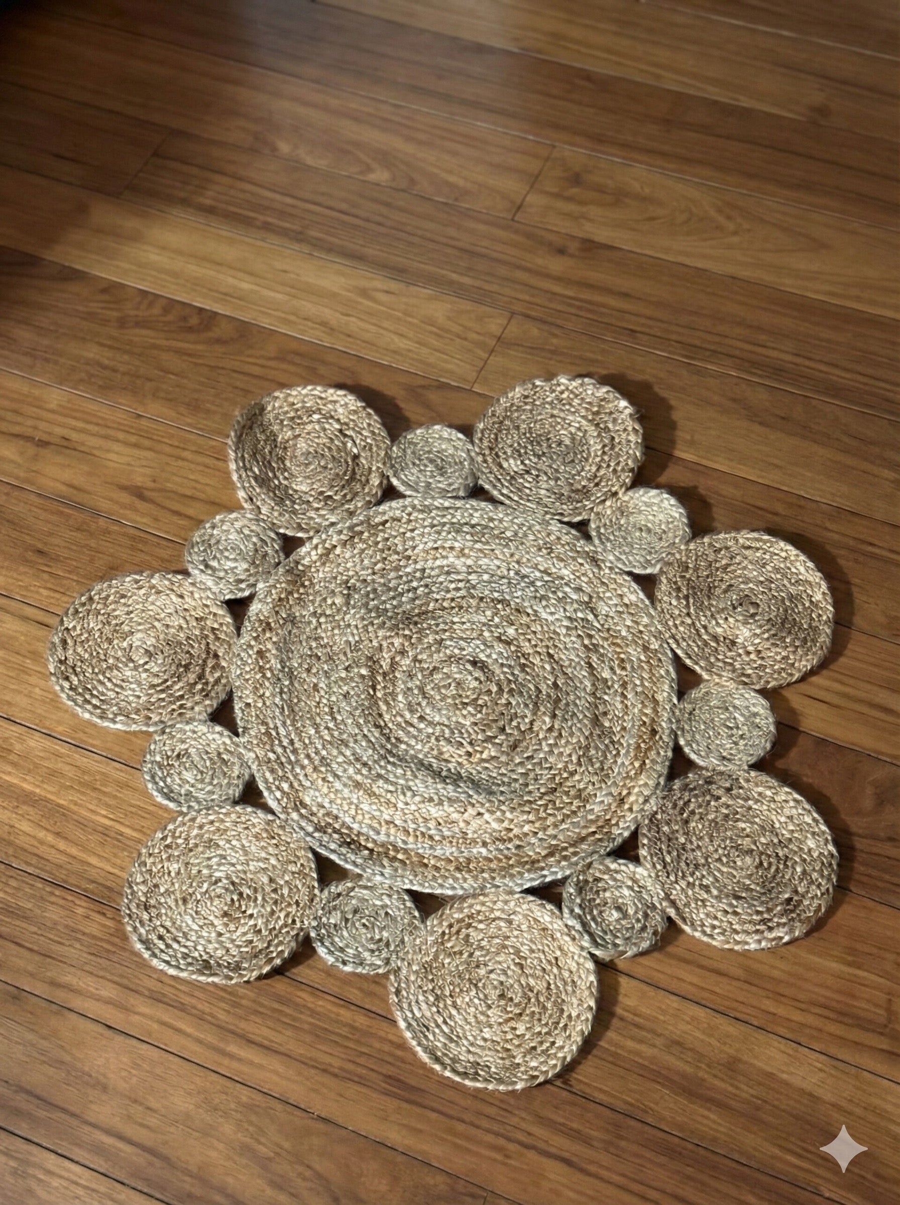 Mini Sunburst Circle Jute Rug - Multi Size