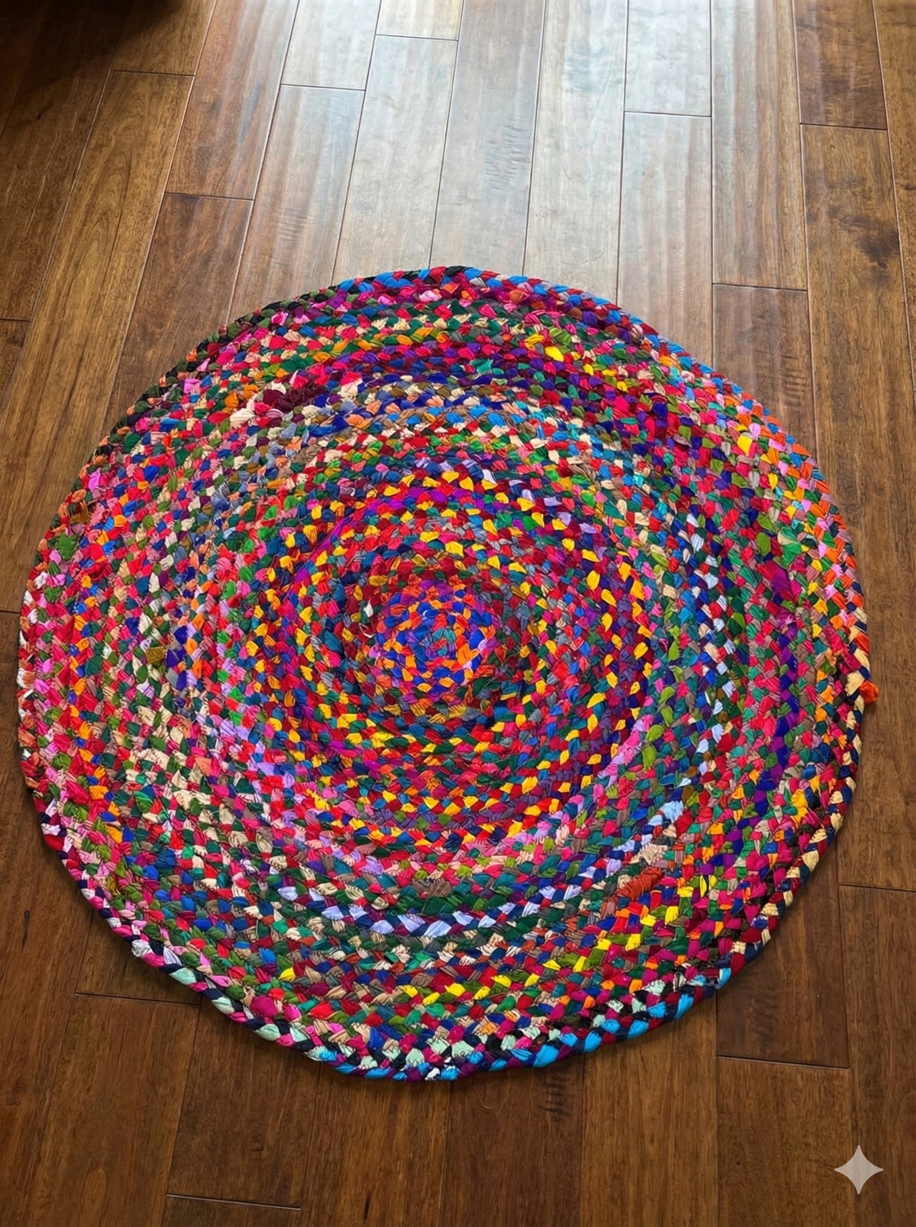 Rainbow Braid Round Rug 3 ft Multicolor