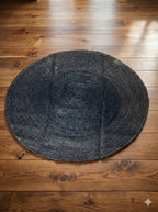 Midnight Weave Round Jute Rug