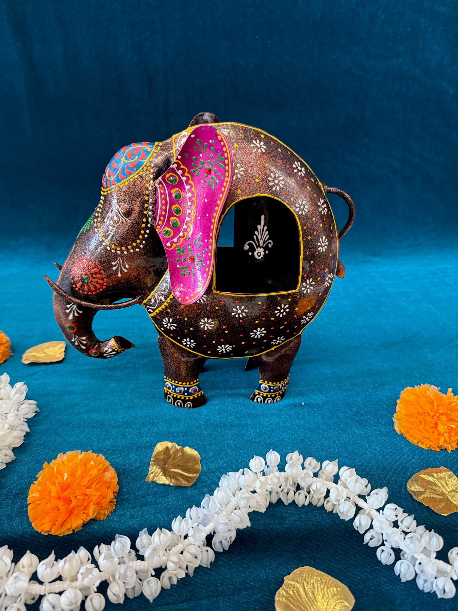 Handpainted Decorative Elephant Bell Figurine