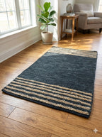Midnight Stripe Jute Floor Mat Multi-Size