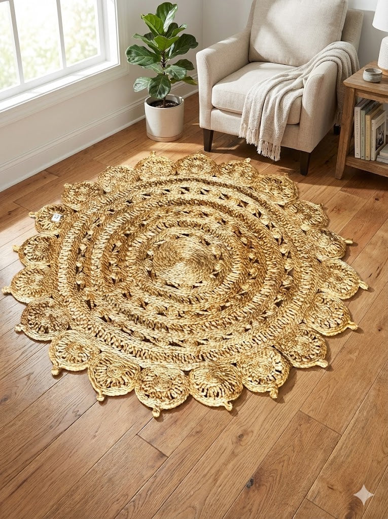FloraWeave Round Jute Rug Natural (46)