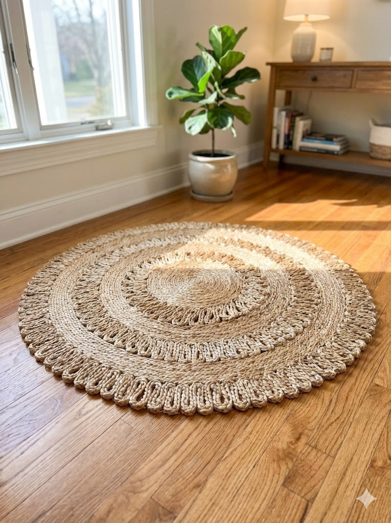 CascadeLoom Round Jute Rug Natural (3ft)