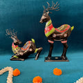 Handcrafted Decorative Deer Pair Ethnic Painted Design