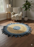 Denim Breeze Fringe Jute Rug Blue Mix (3ft 10)
