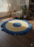 OceanBurst Fringe Jute Rug Blue Mix (5 ft 10)