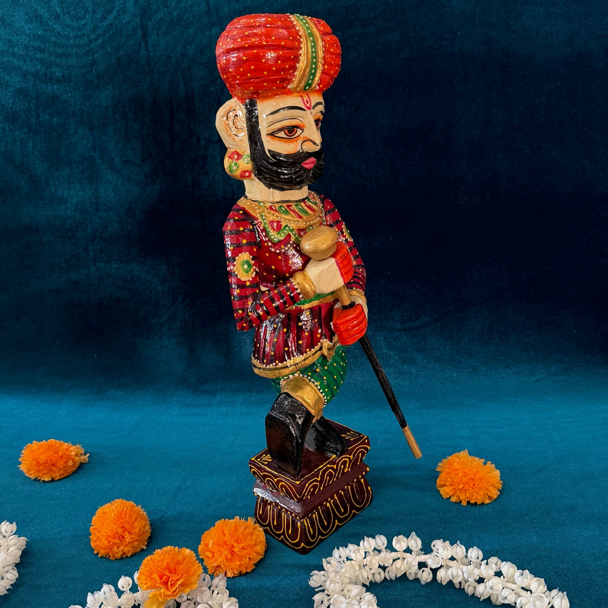 Wooden Handpainted Rajasthani Decorative Dwarpal (Pair)