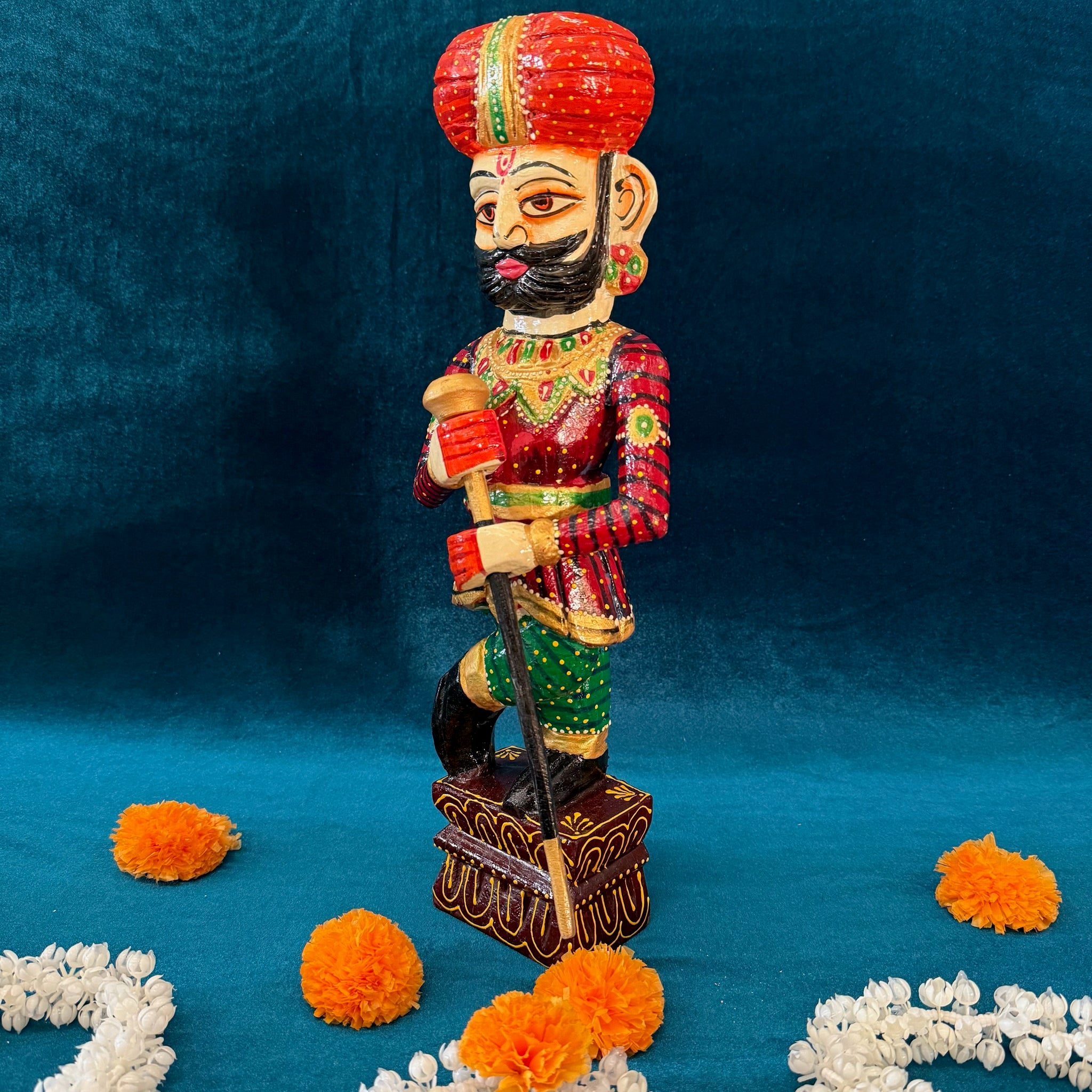 Wooden Handpainted Rajasthani Decorative Dwarpal (Pair)