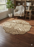 Handwoven Jute Floral Mandala Rug - Multi Size
