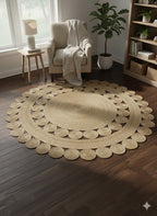 Double Sunburst Circle Jute Rug - Multi Size