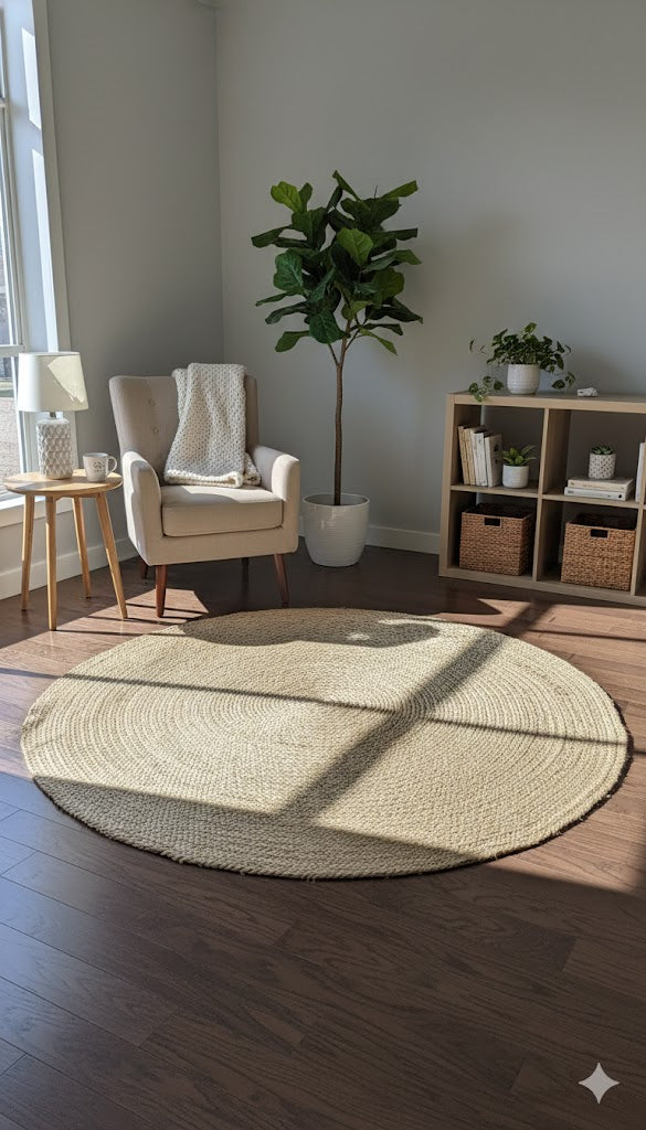 Braided Jute Round Rug Natural