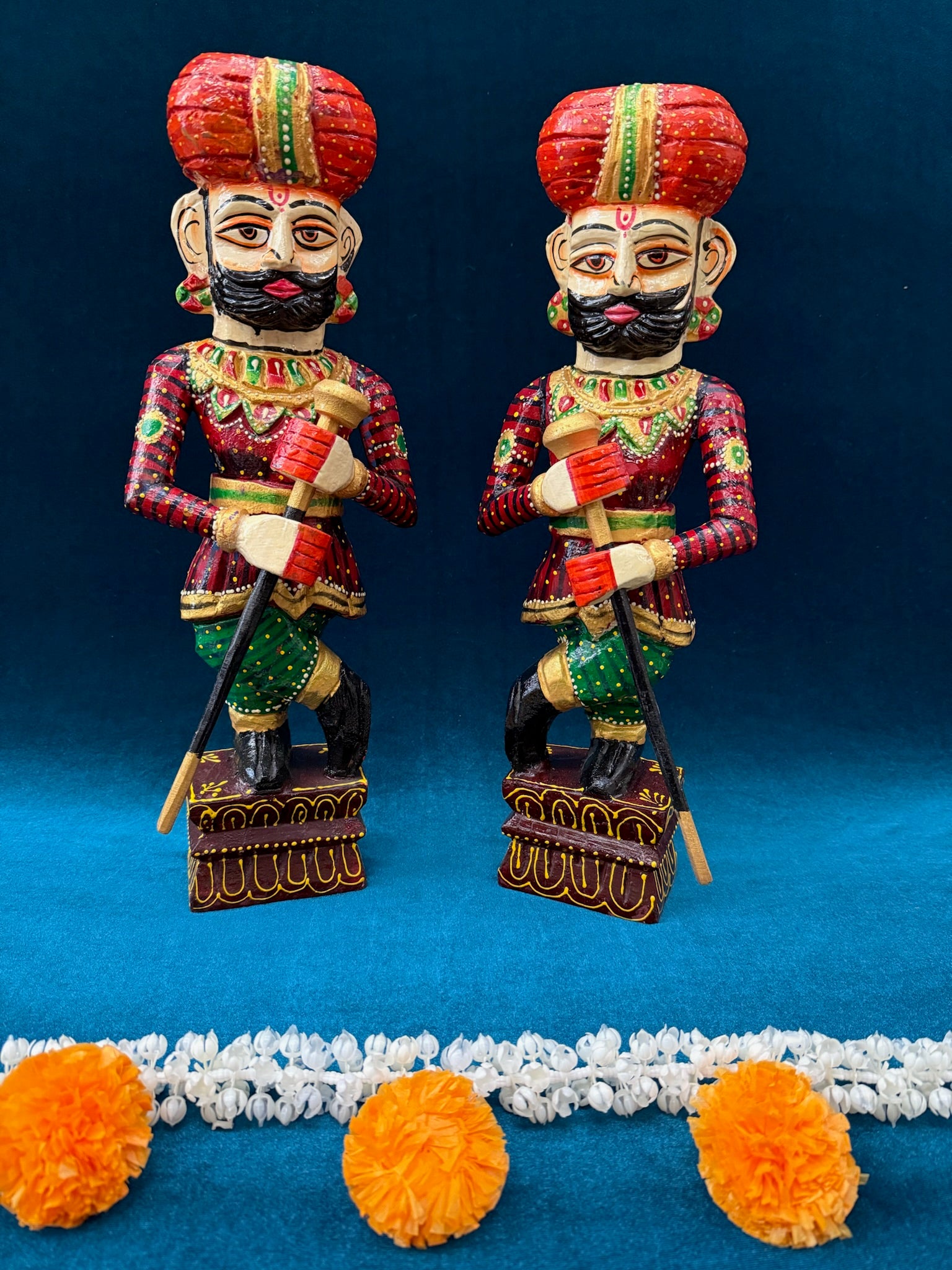 Wooden Handpainted Rajasthani Decorative Dwarpal (Pair)