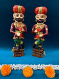 Wooden Handpainted Rajasthani Decorative Dwarpal (Pair)