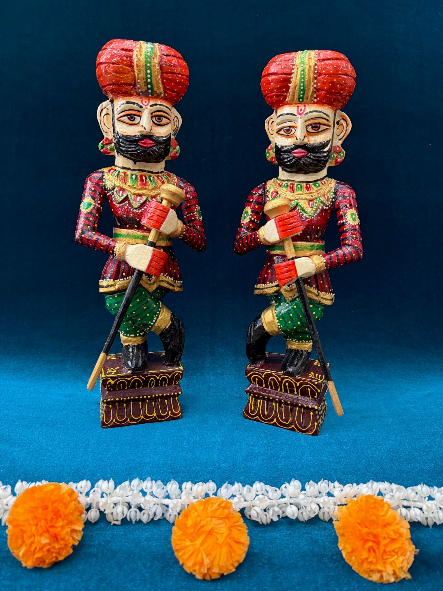 Wooden Handpainted Rajasthani Decorative Dwarpal (Pair)