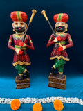 Wooden Handpainted Rajasthani Decorative Dwarpal (Pair)