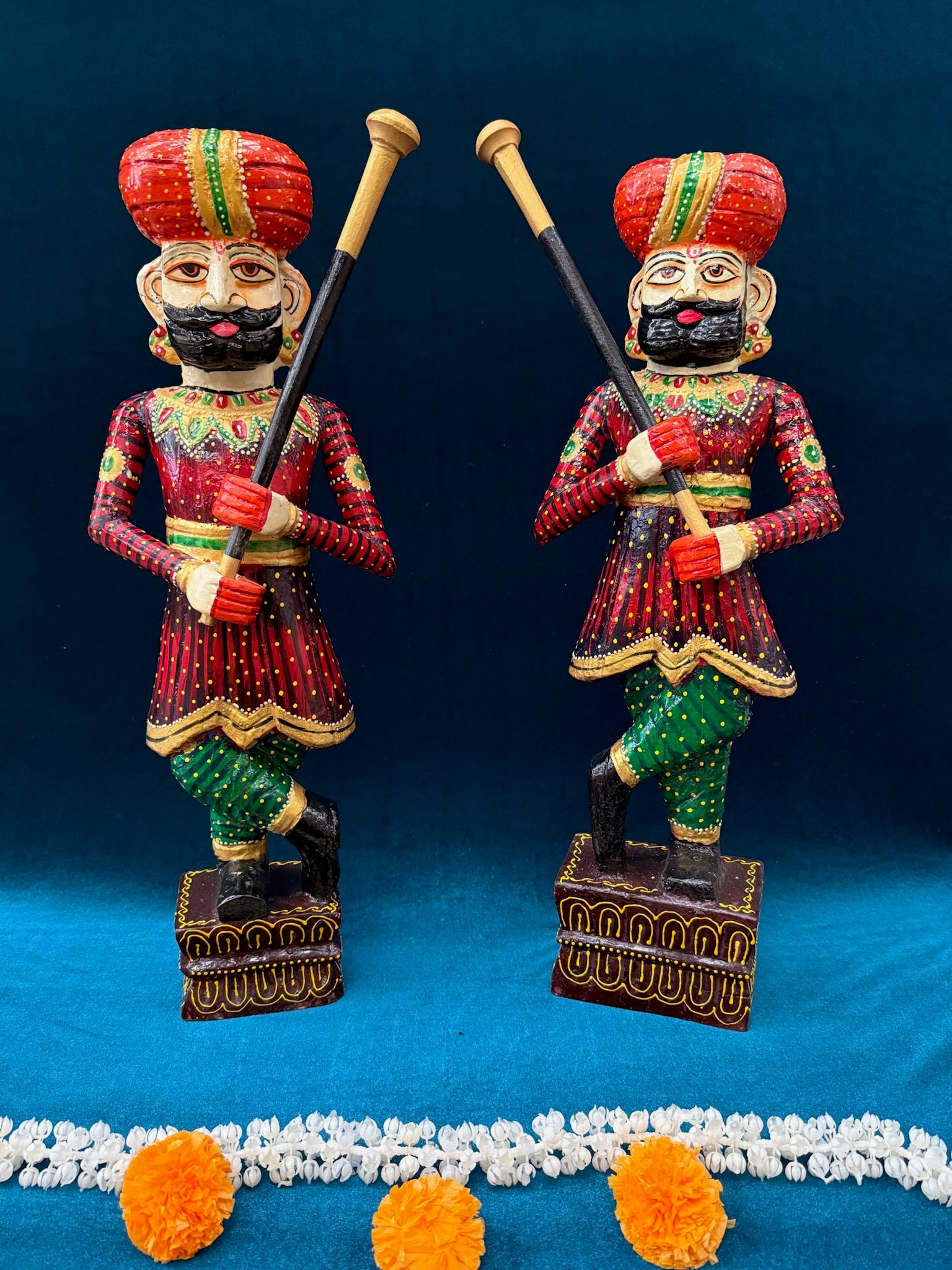 Wooden Handpainted Rajasthani Decorative Dwarpal (Pair)