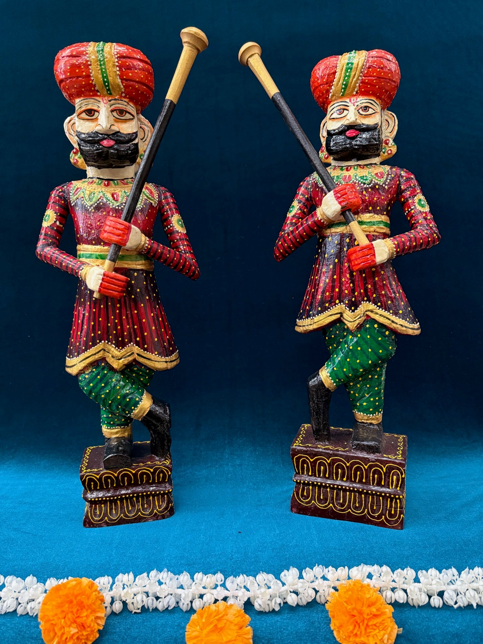 Wooden Handpainted Rajasthani Decorative Dwarpal (Pair)
