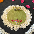 Circular Chameli Mat Aarti Thali (Red & Green)