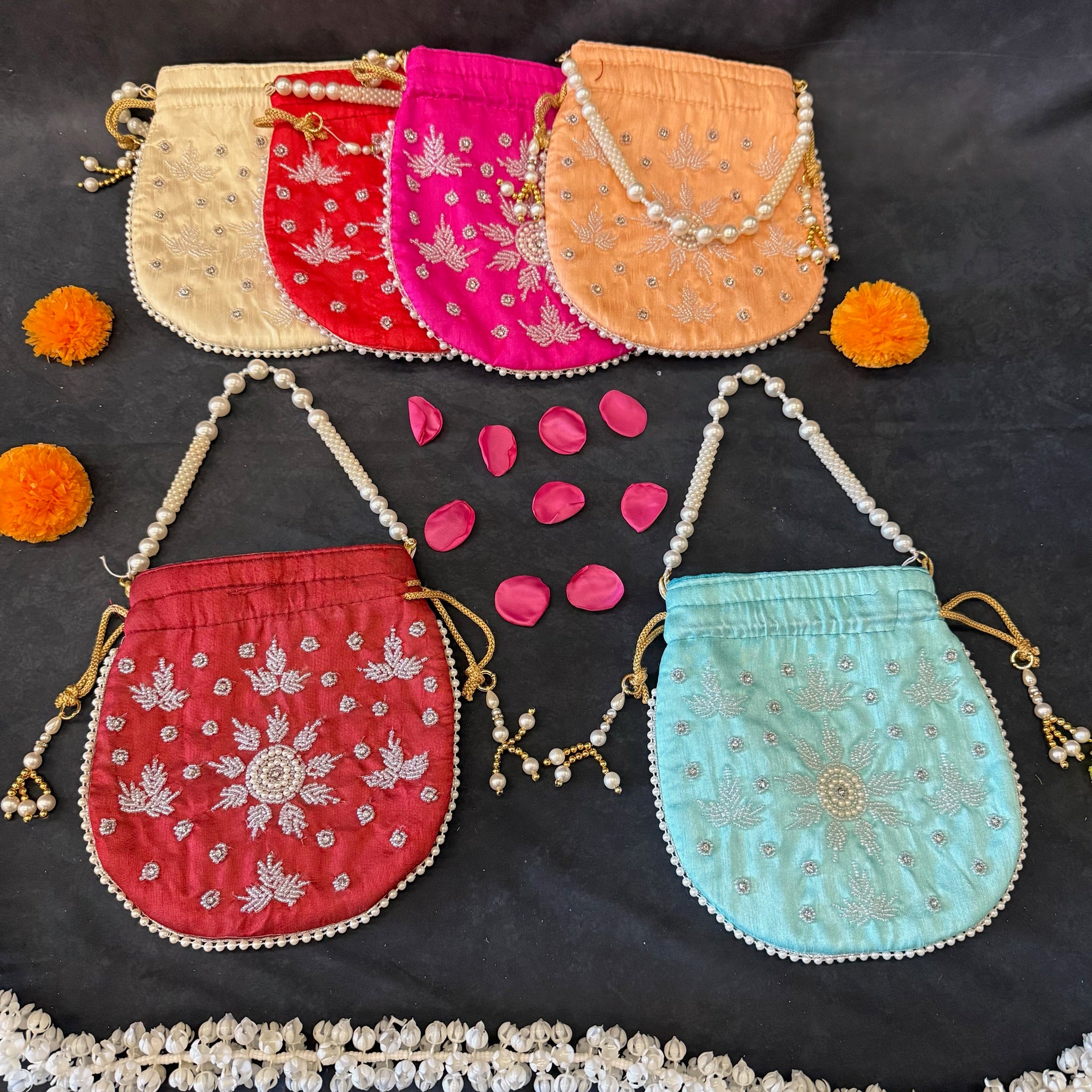 Semi-Circular Potli / Pouch with Beads Design