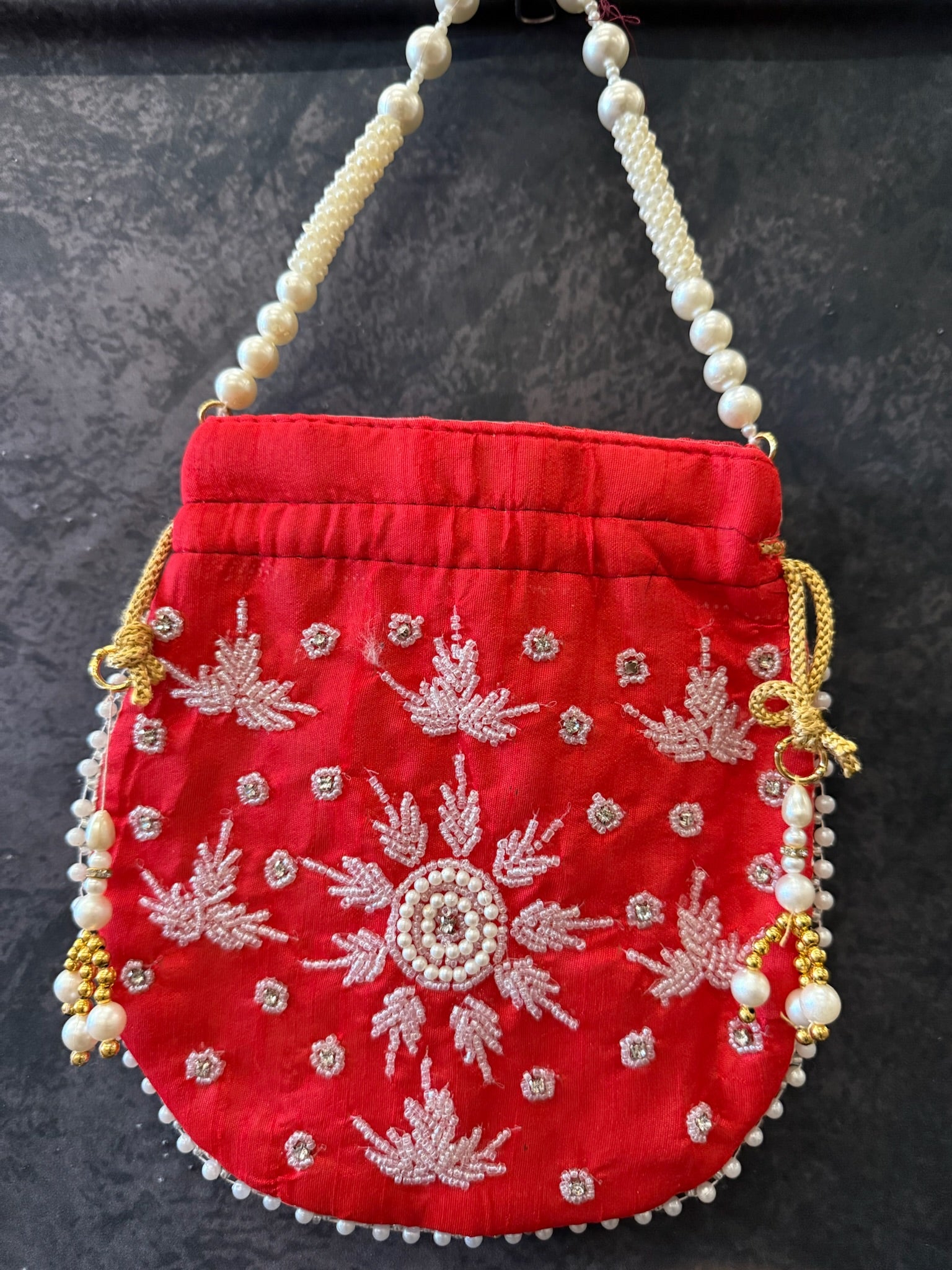 Semi-Circular Potli / Pouch with Beads Design