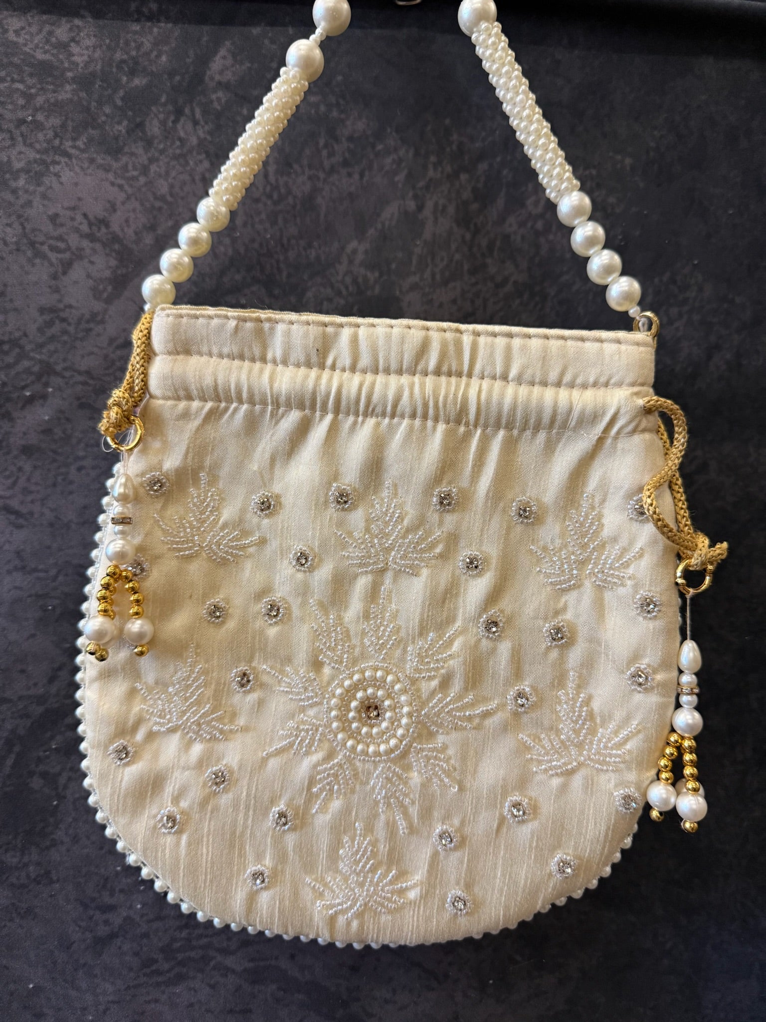 Semi-Circular Potli / Pouch with Beads Design