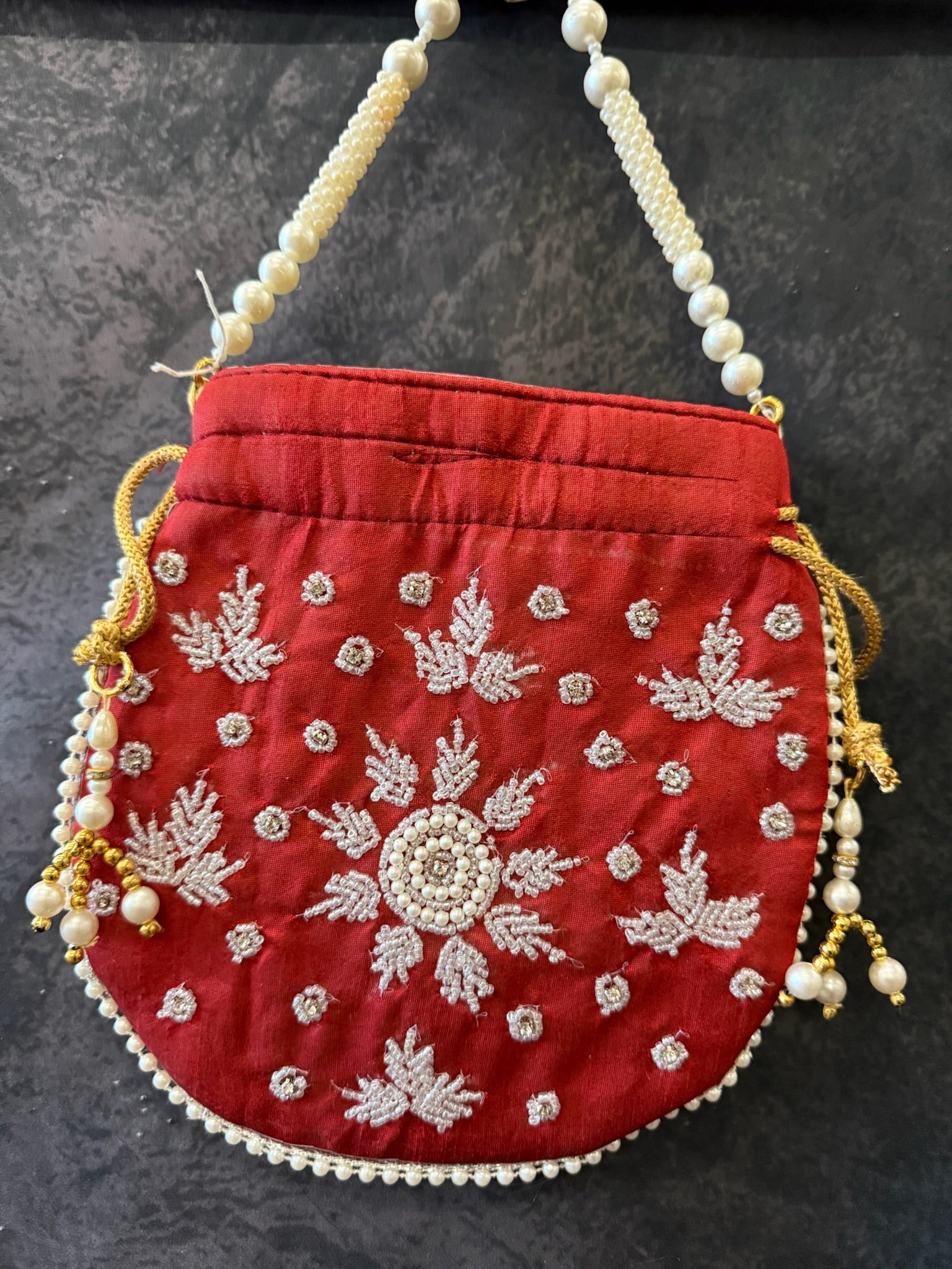 Semi-Circular Potli / Pouch with Beads Design