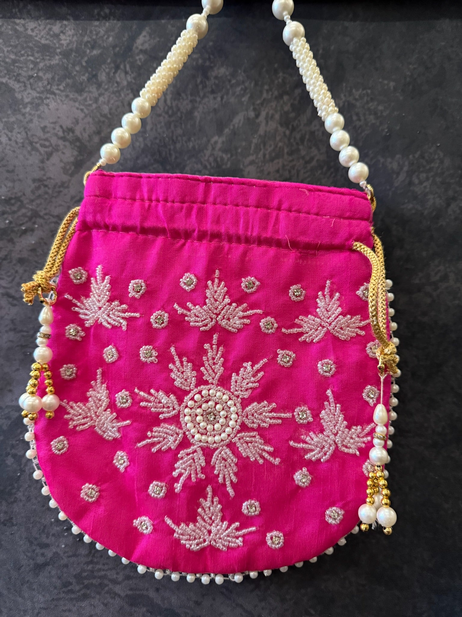 Semi-Circular Potli / Pouch with Beads Design