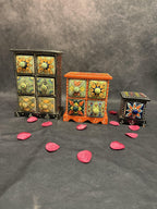 Handcrafted Wooden Trinket Box with 4 Ceramic Drawers
