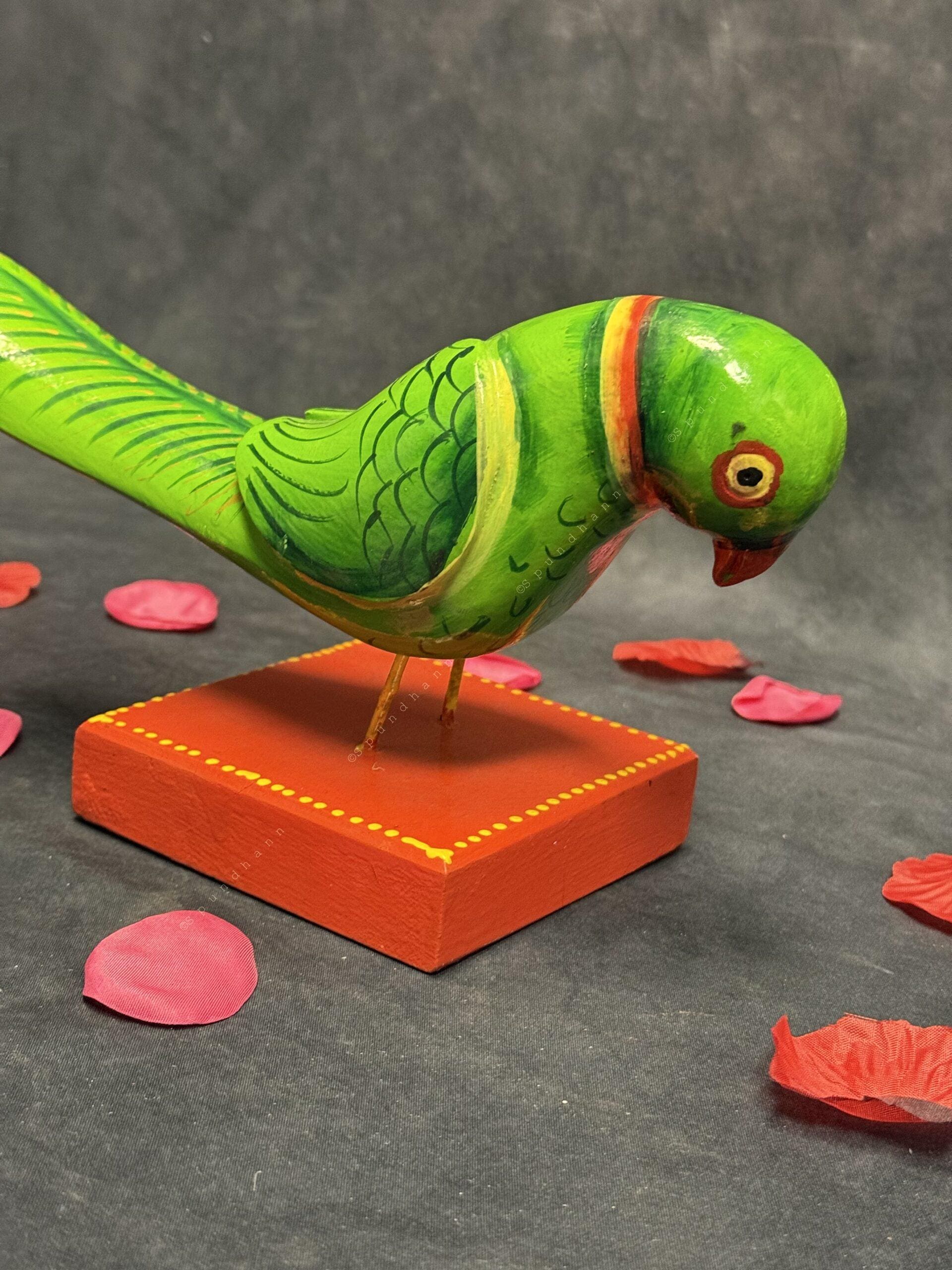 Handcrafted Wooden Parrot Figurine