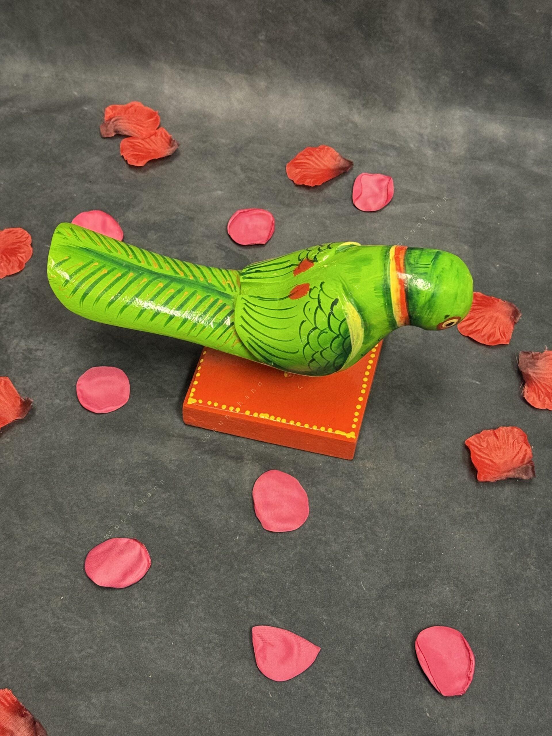 Handcrafted Wooden Parrot Figurine