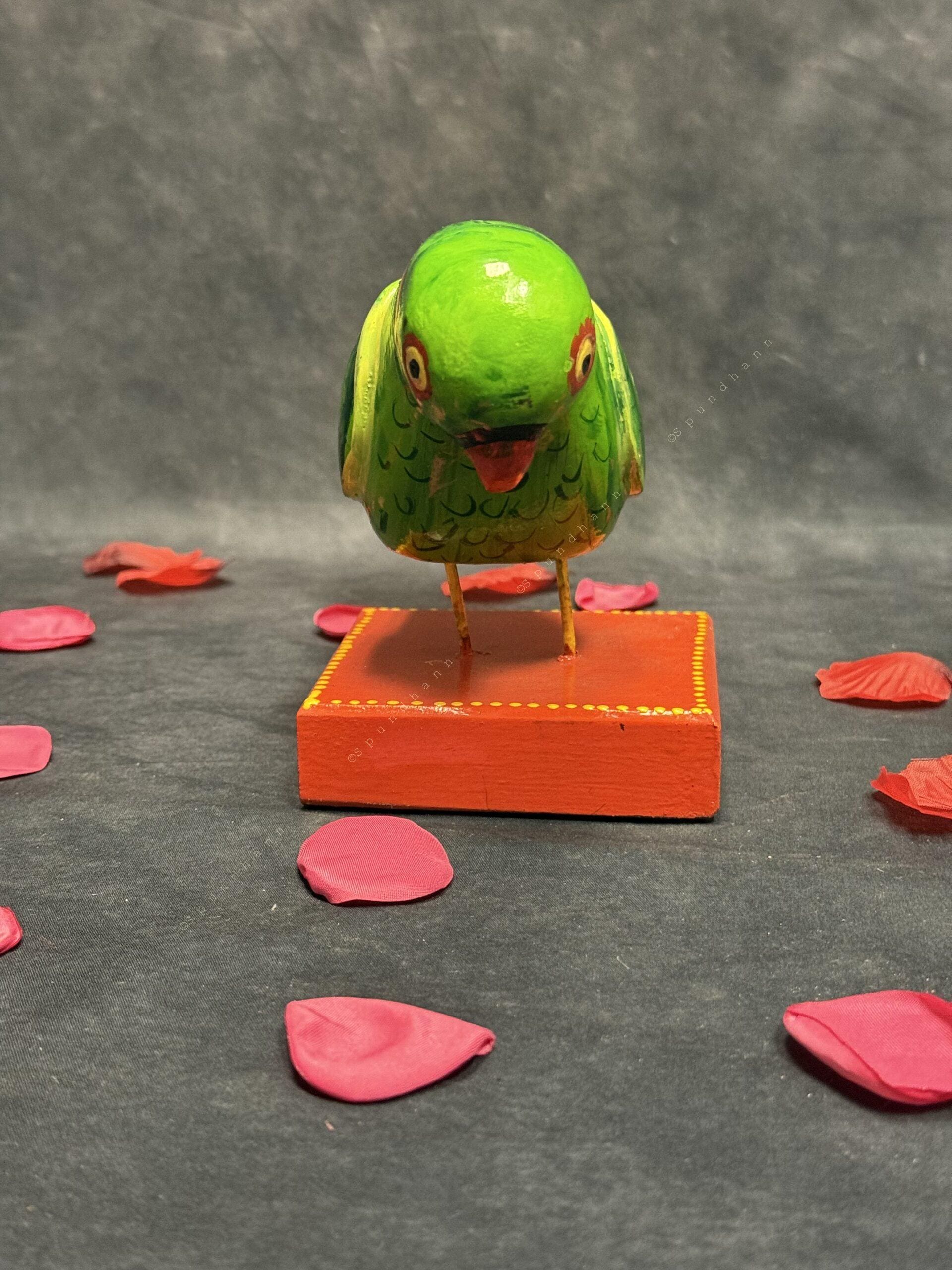 Handcrafted Wooden Parrot Figurine