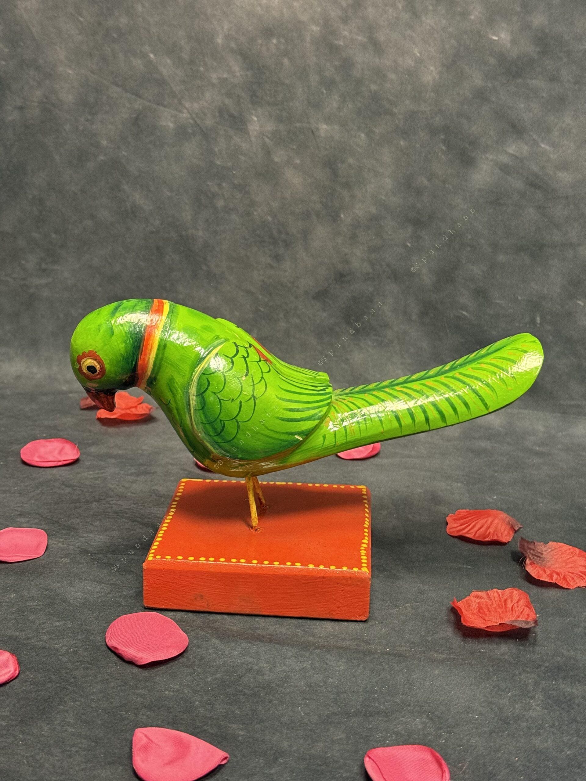 Handcrafted Wooden Parrot Figurine